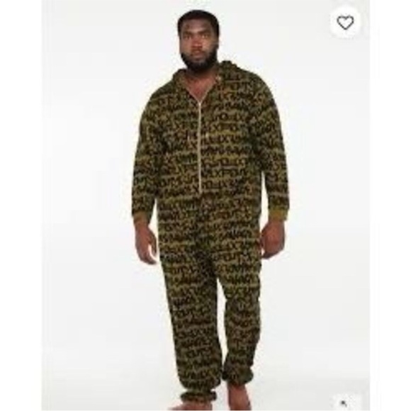 Savage x Fenty 1X 16-18 plus hooded jumpsuit 0166 print words font all over - Picture 2 of 13